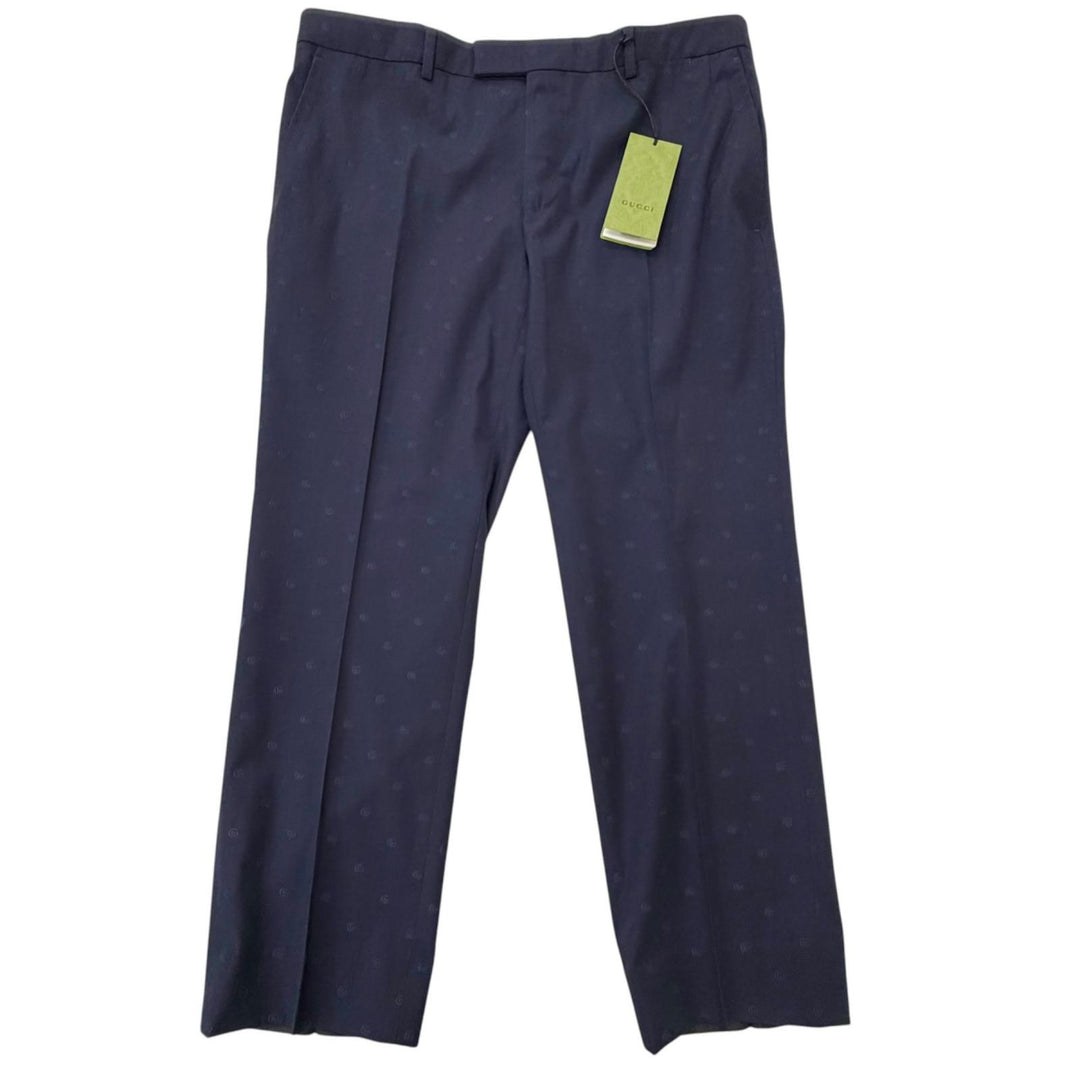 Excellent GUCCI Pants GG logo all-over print slacks/trousers Navy