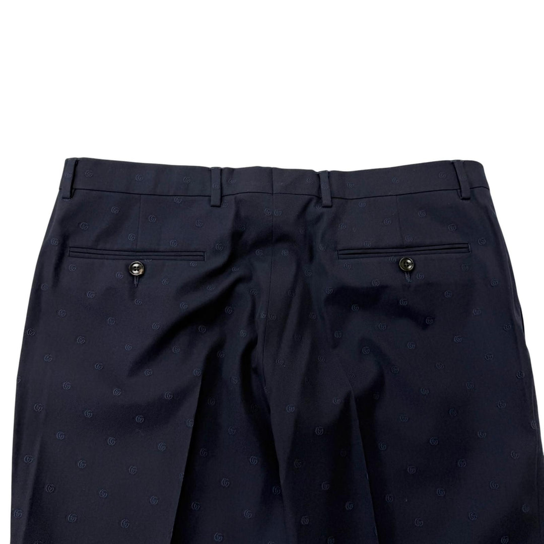 Excellent GUCCI Pants GG logo all-over print slacks/trousers Navy