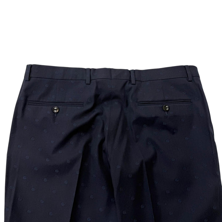 Excellent GUCCI Pants GG logo all-over print slacks/trousers Navy