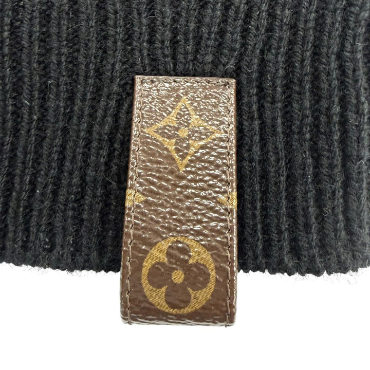 Great LOUIS VUITTON Short sleeve knit Beaded Monogram black cashmere Women S
