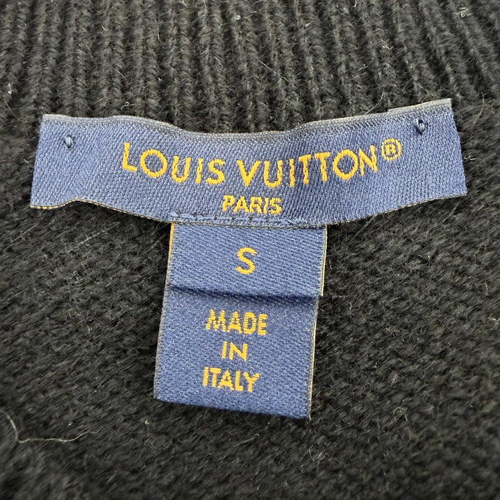 Great LOUIS VUITTON Short sleeve knit Beaded Monogram black cashmere Women S