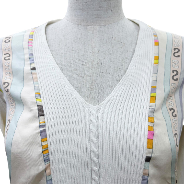 Great HERMES knit Margiela period twill laine long sleeve white silk Women
