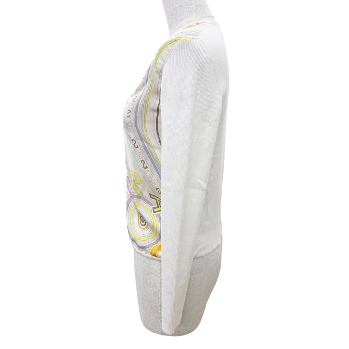 Great HERMES knit Margiela period twill laine long sleeve white silk Women