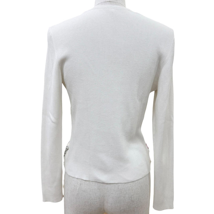 Great HERMES knit Margiela period twill laine long sleeve white silk Women