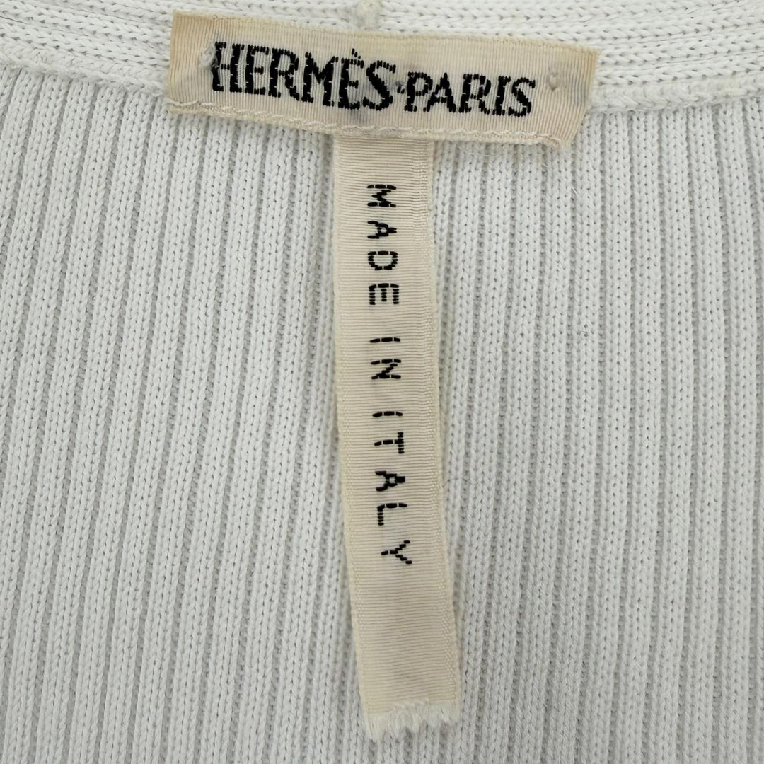 Great HERMES knit Margiela period twill laine long sleeve white silk Women