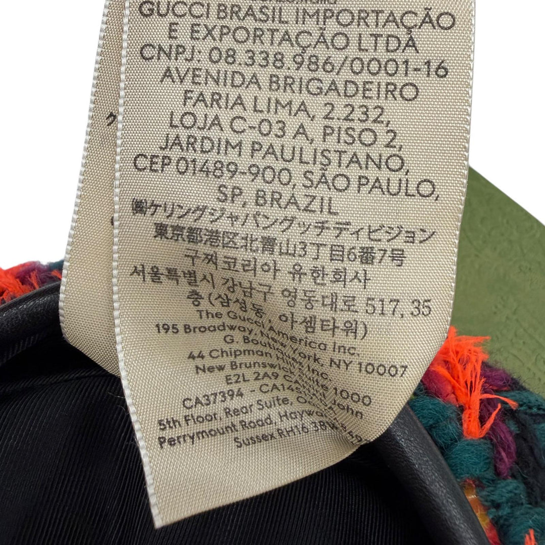 Pristine GUCCI beret GG Marmont Cowhide Leather Piping Tweed multicolor S 729140