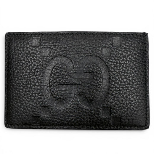 Excellent GUCCI Card Case Maxi GG Pass Case black leather mens 812681