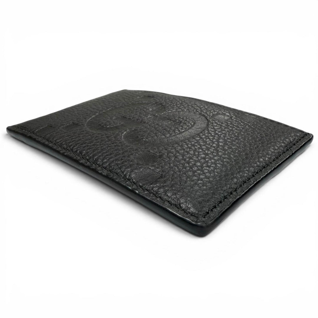 Excellent GUCCI Card Case Maxi GG Pass Case black leather mens 812681