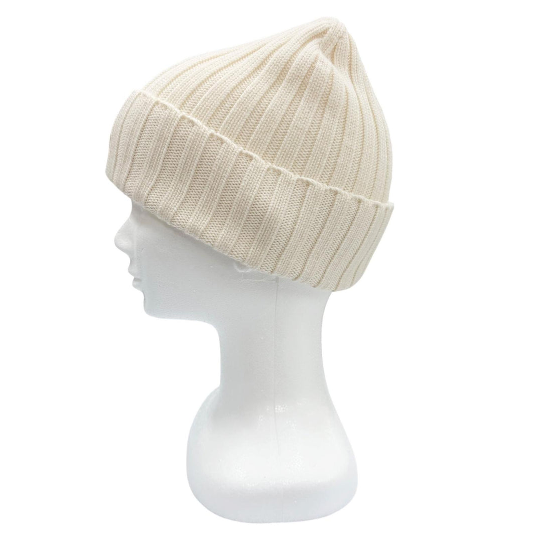 Excellent MONCLER Knit cap Logo patch hat/beanie (unisex) Ivory wool mens
