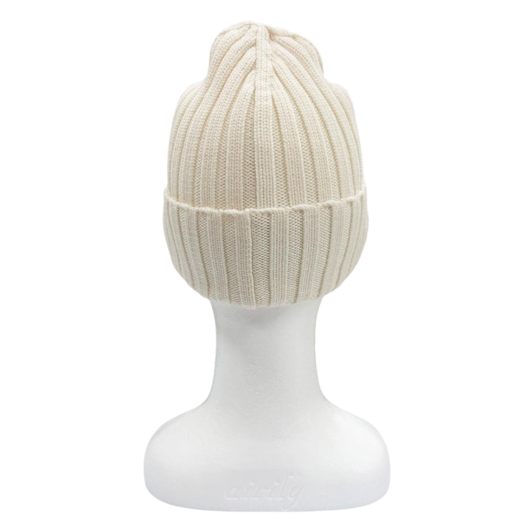 Excellent MONCLER Knit cap Logo patch hat/beanie (unisex) Ivory wool mens