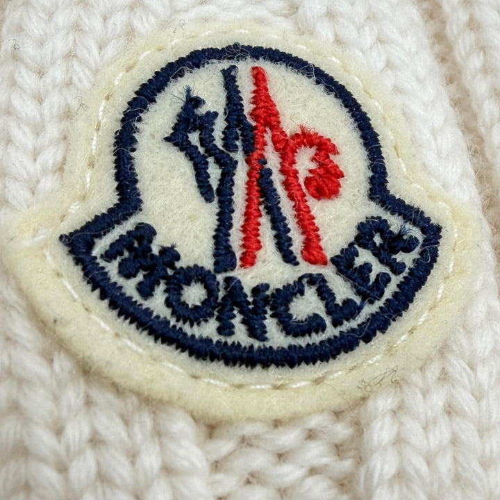 Excellent MONCLER Knit cap Logo patch hat/beanie (unisex) Ivory wool mens