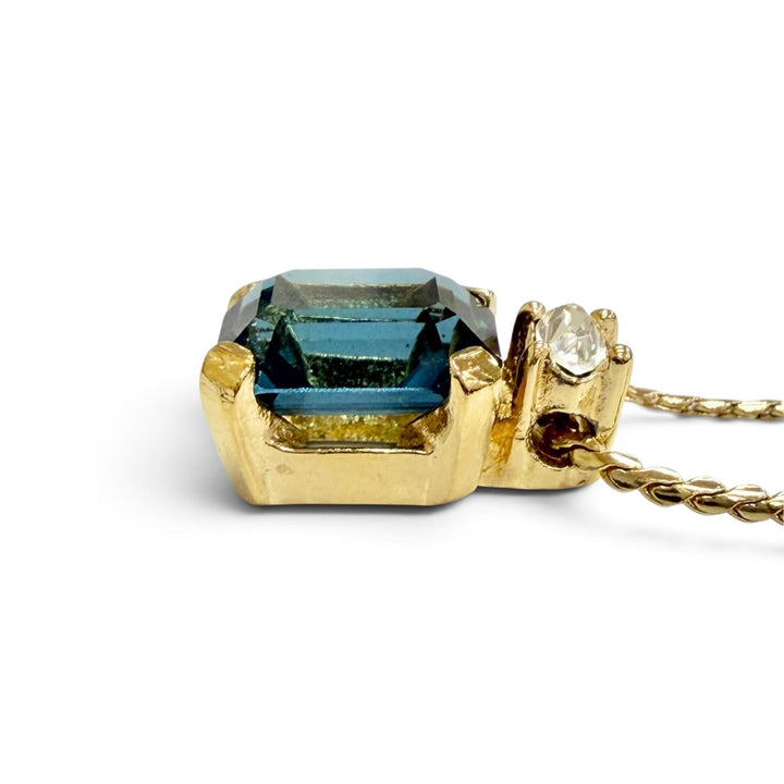 Excellent Christian Dior Necklace Square Colored Stone gold Colored stone Women
