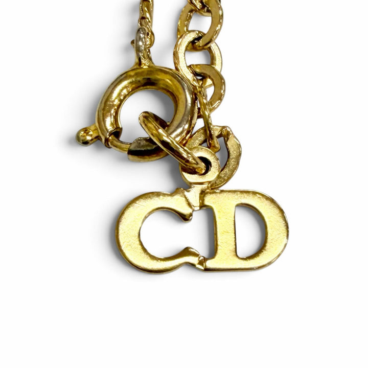 Excellent Christian Dior Necklace Square Colored Stone gold Colored stone Women