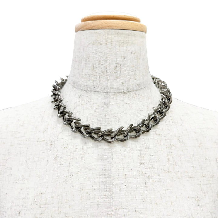 Great TIFFANY&Co. Necklace Forge Medium Link Necklace Smoke processing AG925 18