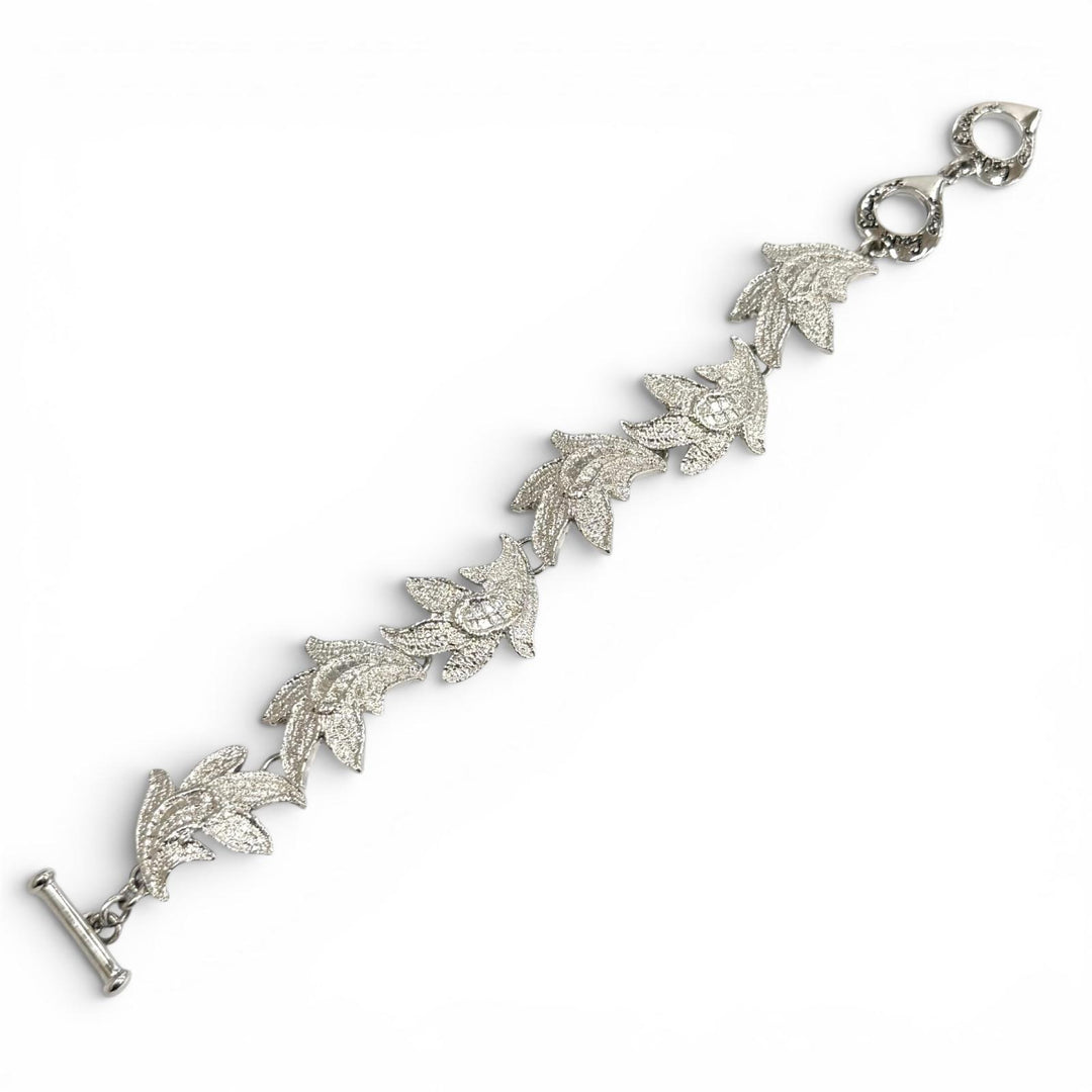 Excellent YVES SAINT LAURENT bracelet Rhodium-plated heart toggle Silver