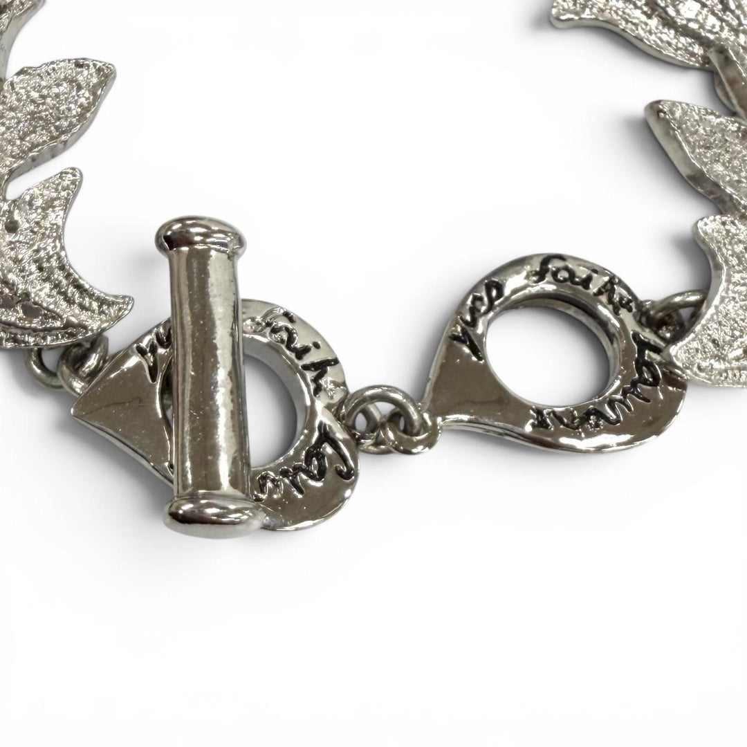 Excellent YVES SAINT LAURENT bracelet Rhodium-plated heart toggle Silver