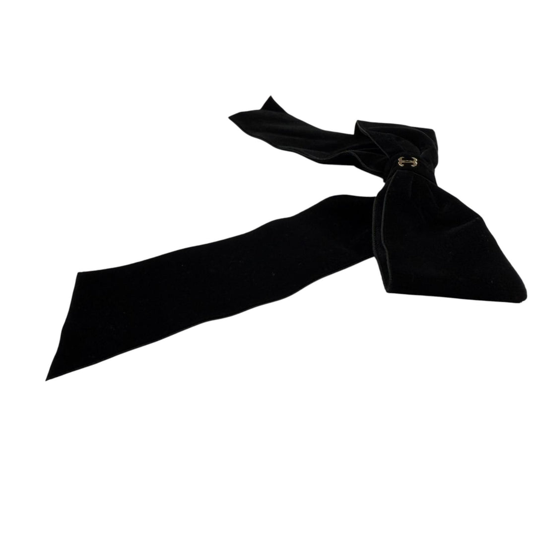 Excellent CHANEL Valletta COCO Mark Big Ribbon Velour Hair Accessory black 25V