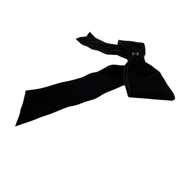 Excellent CHANEL Valletta COCO Mark Big Ribbon Velour Hair Accessory black 25V