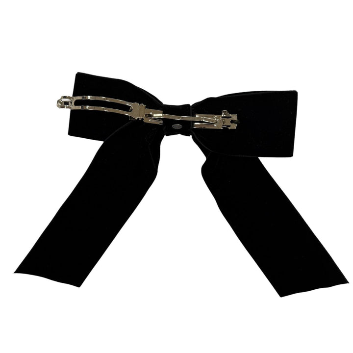 Excellent CHANEL Valletta COCO Mark Big Ribbon Velour Hair Accessory black 25V