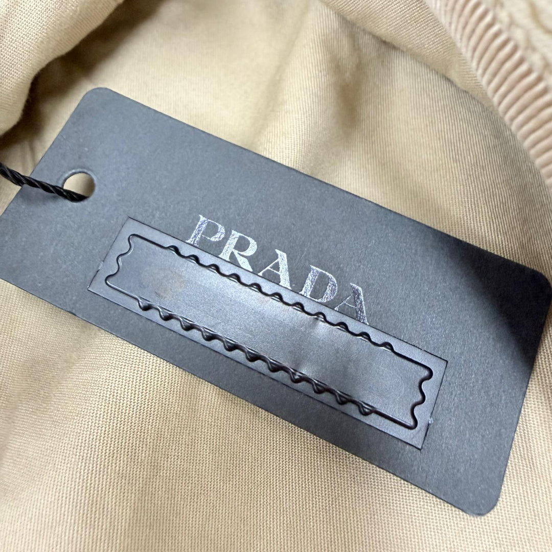 Pristine PRADA hat Triangle Bucket Hat with Logo beige cotton Women L 2HC137