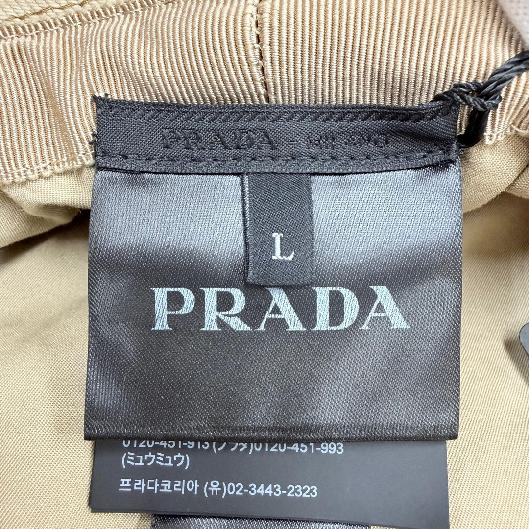 Pristine PRADA hat Triangle Bucket Hat with Logo beige cotton Women L 2HC137