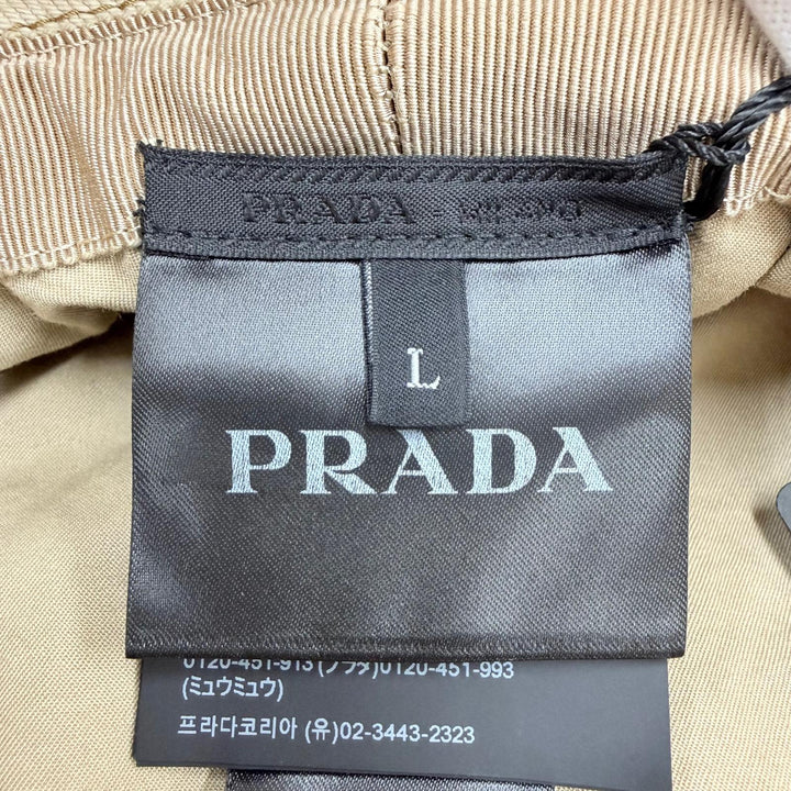 Pristine PRADA hat Triangle Bucket Hat with Logo beige cotton Women L 2HC137