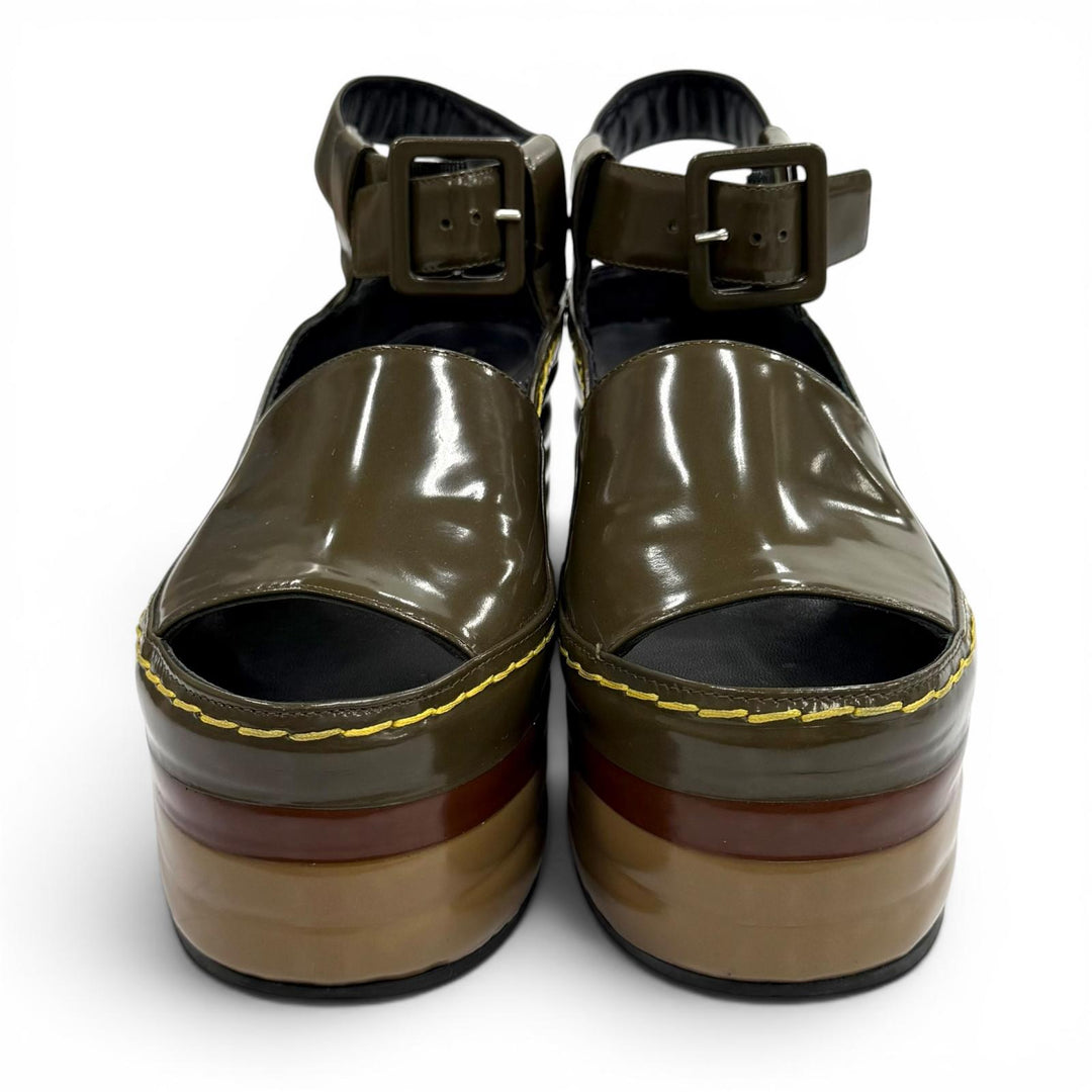 Great CELINE Sandals Phoebe Philo era patent leather wedge heels Multi 37