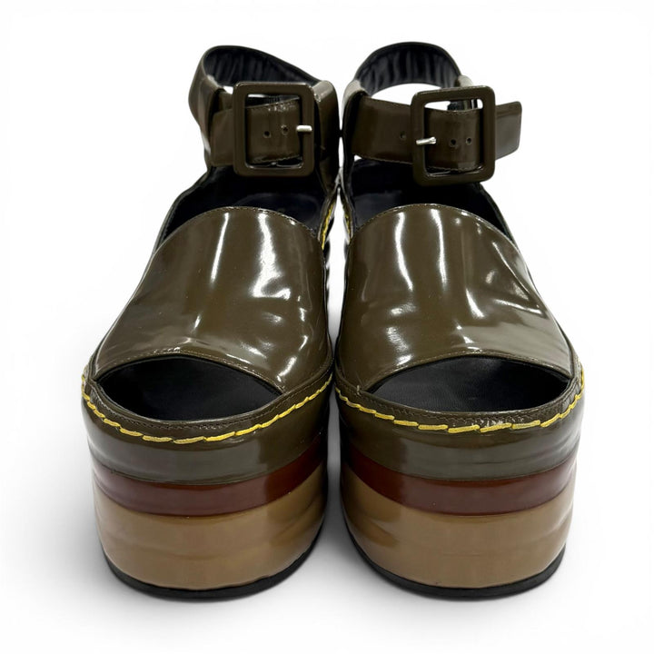 Great CELINE Sandals Phoebe Philo era patent leather wedge heels Multi 37