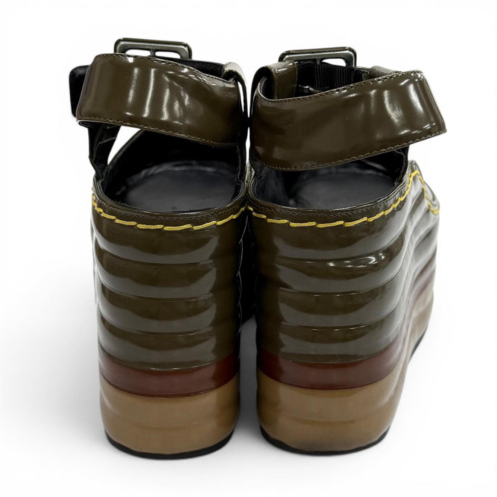 Great CELINE Sandals Phoebe Philo era patent leather wedge heels Multi 37