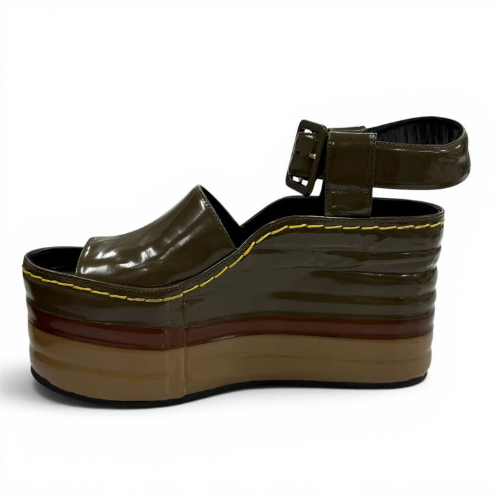 Great CELINE Sandals Phoebe Philo era patent leather wedge heels Multi 37