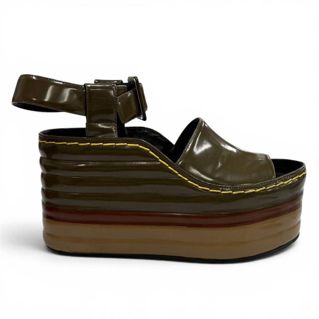 Great CELINE Sandals Phoebe Philo era patent leather wedge heels Multi 37