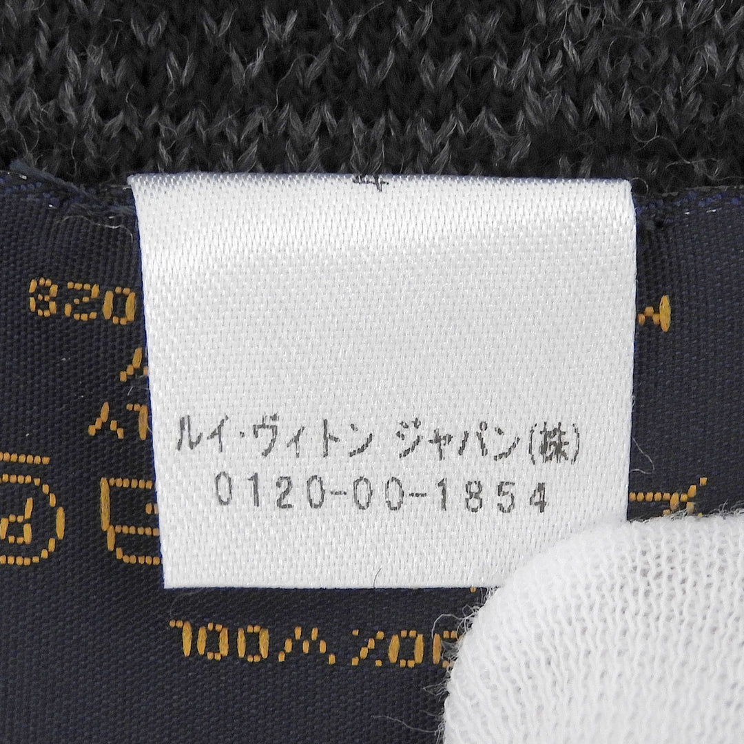 Great LOUIS VUITTON Scarf Escalp Petit Damier Logo patch black wool mens M70028