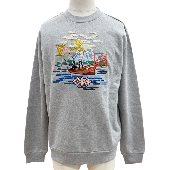 Pristine LOUIS VUITTON NIGO Pharrell Williams pullover gray cotton mens M 1AIMM9