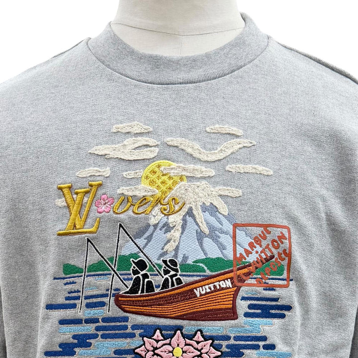 Pristine LOUIS VUITTON NIGO Pharrell Williams pullover gray cotton mens M 1AIMM9