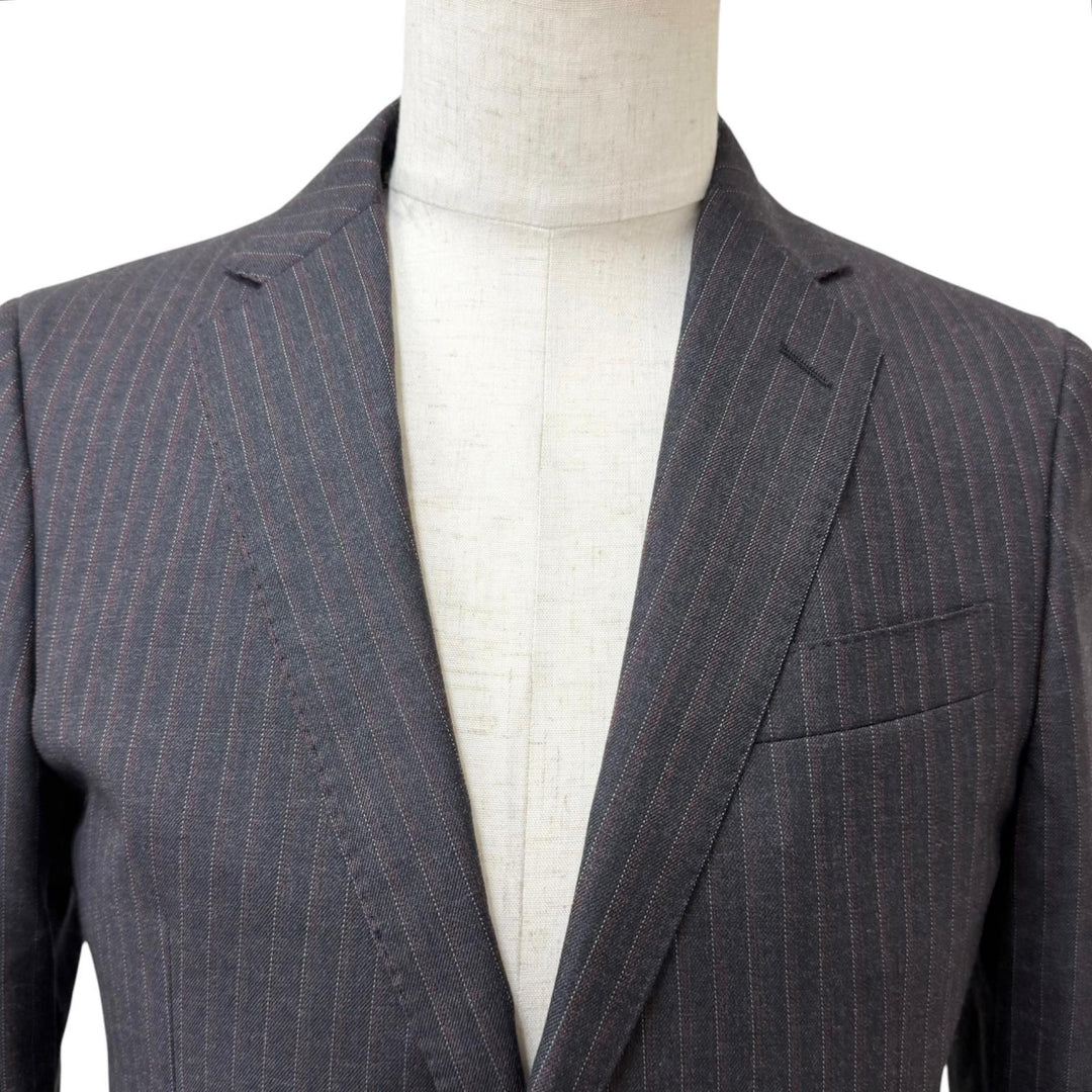 Pristine ETRO suit Stripe Reverse Paisley Pattern Single Charcoal gray
