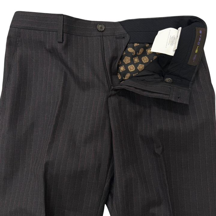 Pristine ETRO suit Stripe Reverse Paisley Pattern Single Charcoal gray
