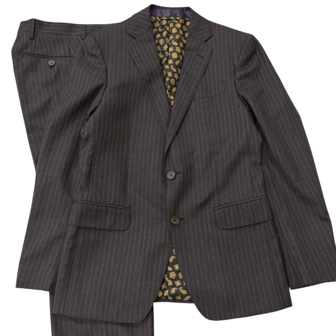 Pristine ETRO suit Stripe Reverse Paisley Pattern Single Charcoal gray