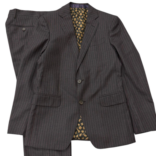 Pristine ETRO suit Stripe Reverse Paisley Pattern Single Charcoal gray
