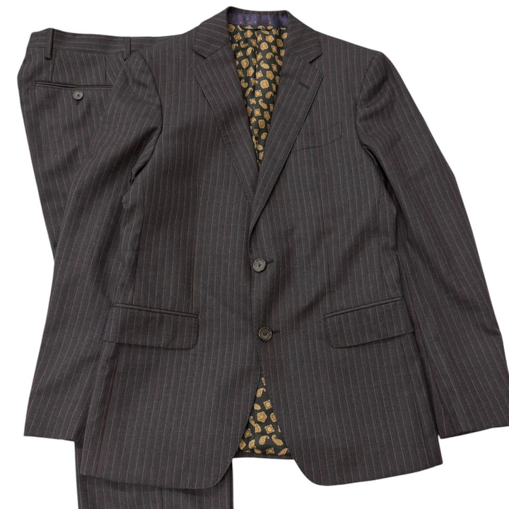 Pristine ETRO suit Stripe Reverse Paisley Pattern Single Charcoal gray