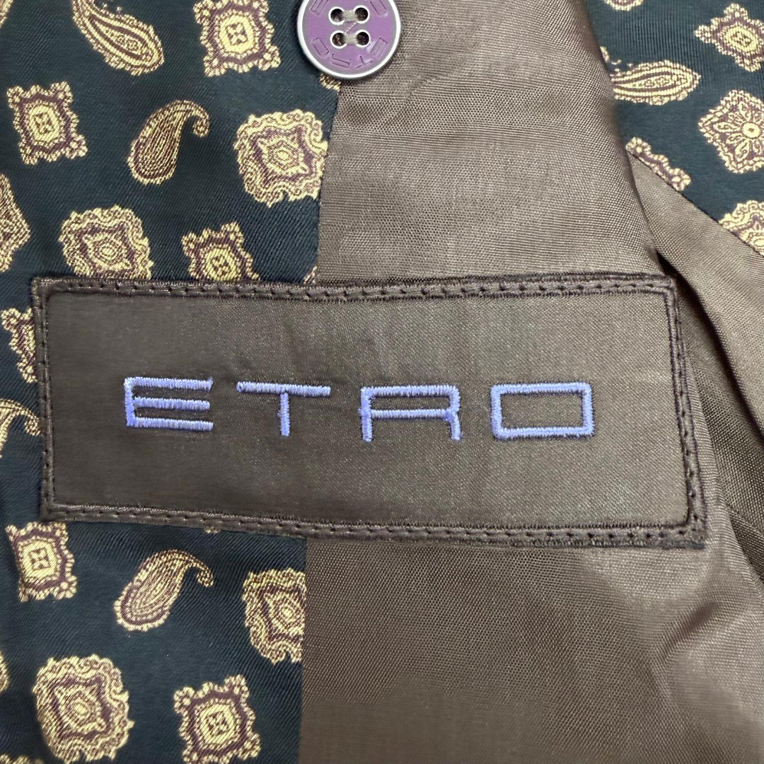Pristine ETRO suit Stripe Reverse Paisley Pattern Single Charcoal gray