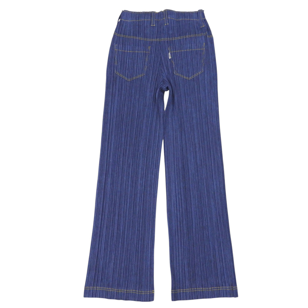 Excellent PLEATS PLEASE Pants Denim Transfer Pleated Indigo 2 PP75-JF022