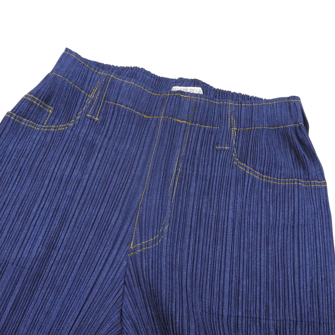 Excellent PLEATS PLEASE Pants Denim Transfer Pleated Indigo 2 PP75-JF022