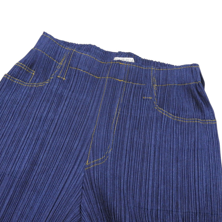 Excellent PLEATS PLEASE Pants Denim Transfer Pleated Indigo 2 PP75-JF022