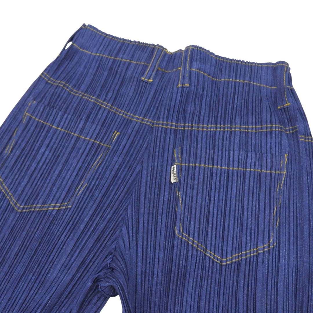Excellent PLEATS PLEASE Pants Denim Transfer Pleated Indigo 2 PP75-JF022