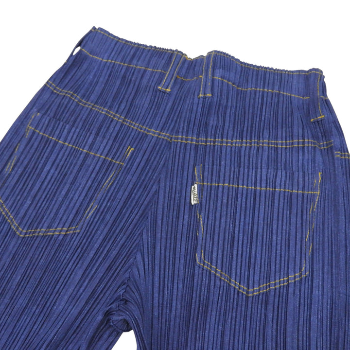 Excellent PLEATS PLEASE Pants Denim Transfer Pleated Indigo 2 PP75-JF022