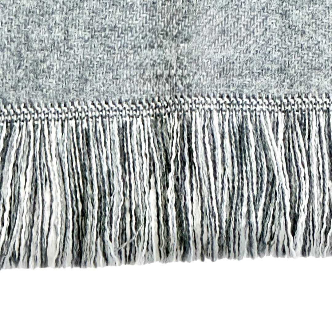 Great DIOR Scarf Trotter fringe long gray wool Women 18E0005A0479