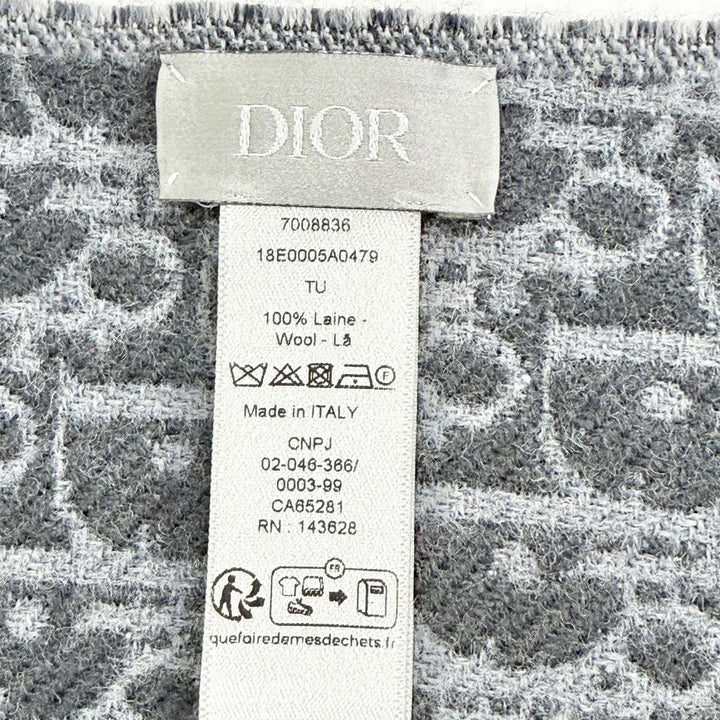 Great DIOR Scarf Trotter fringe long gray wool Women 18E0005A0479