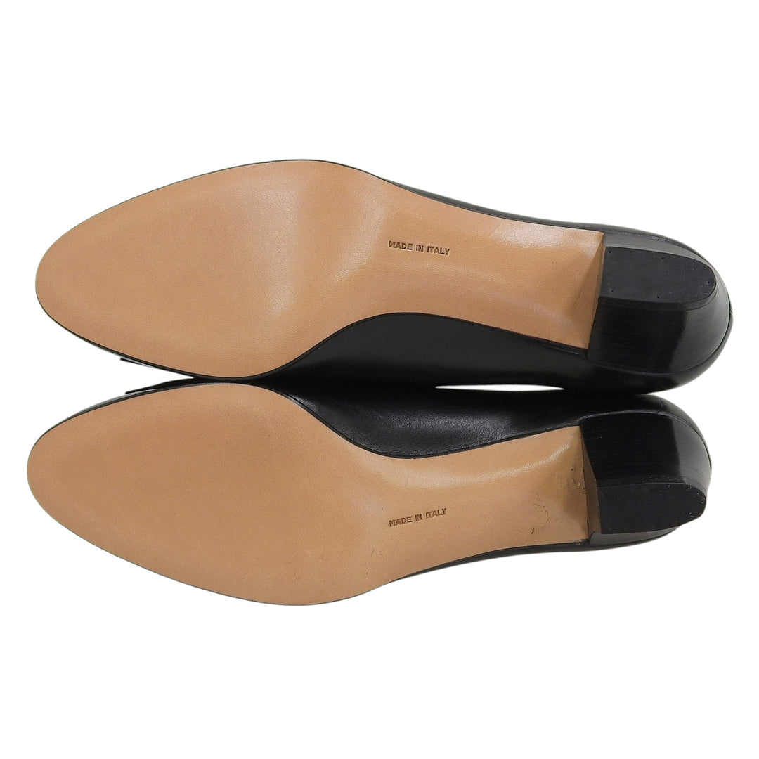 Pristine Salvatore Ferragamo pumps SENATO Gancini Ribbon Design black leather 6