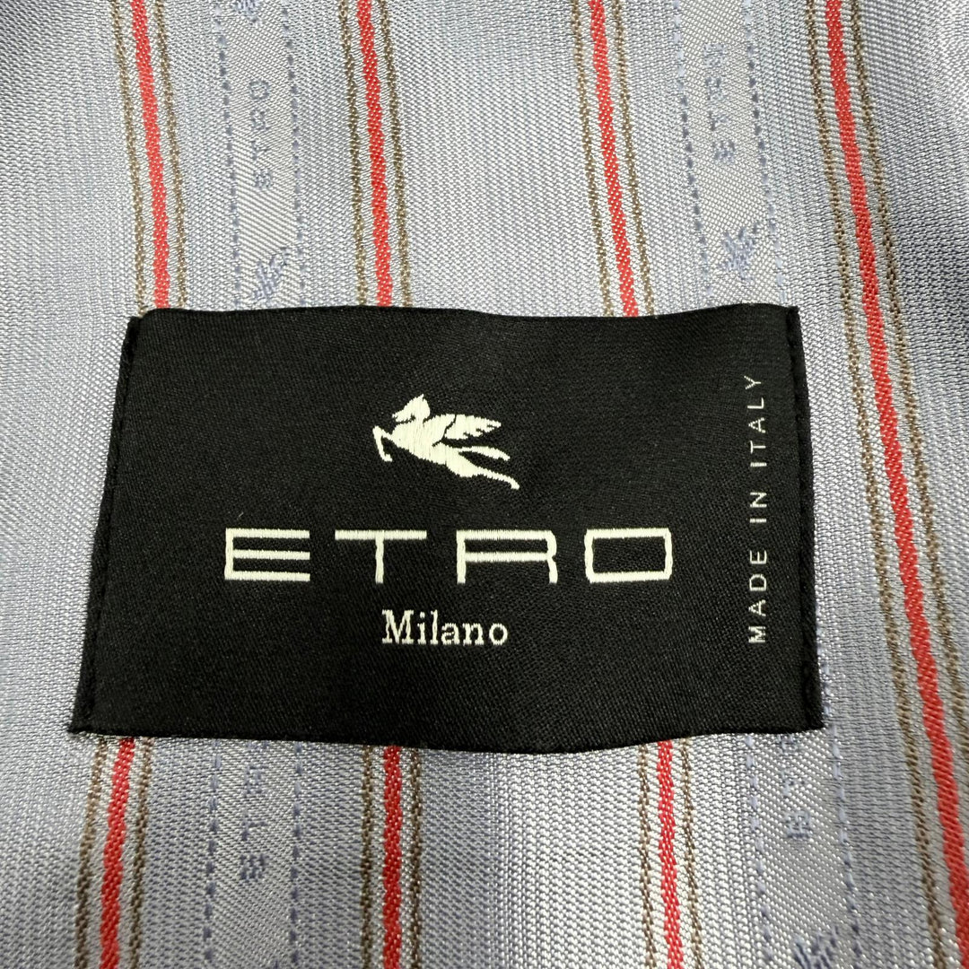 Excellent ETRO collarless jacket Logo button tweed black cotton Women 40