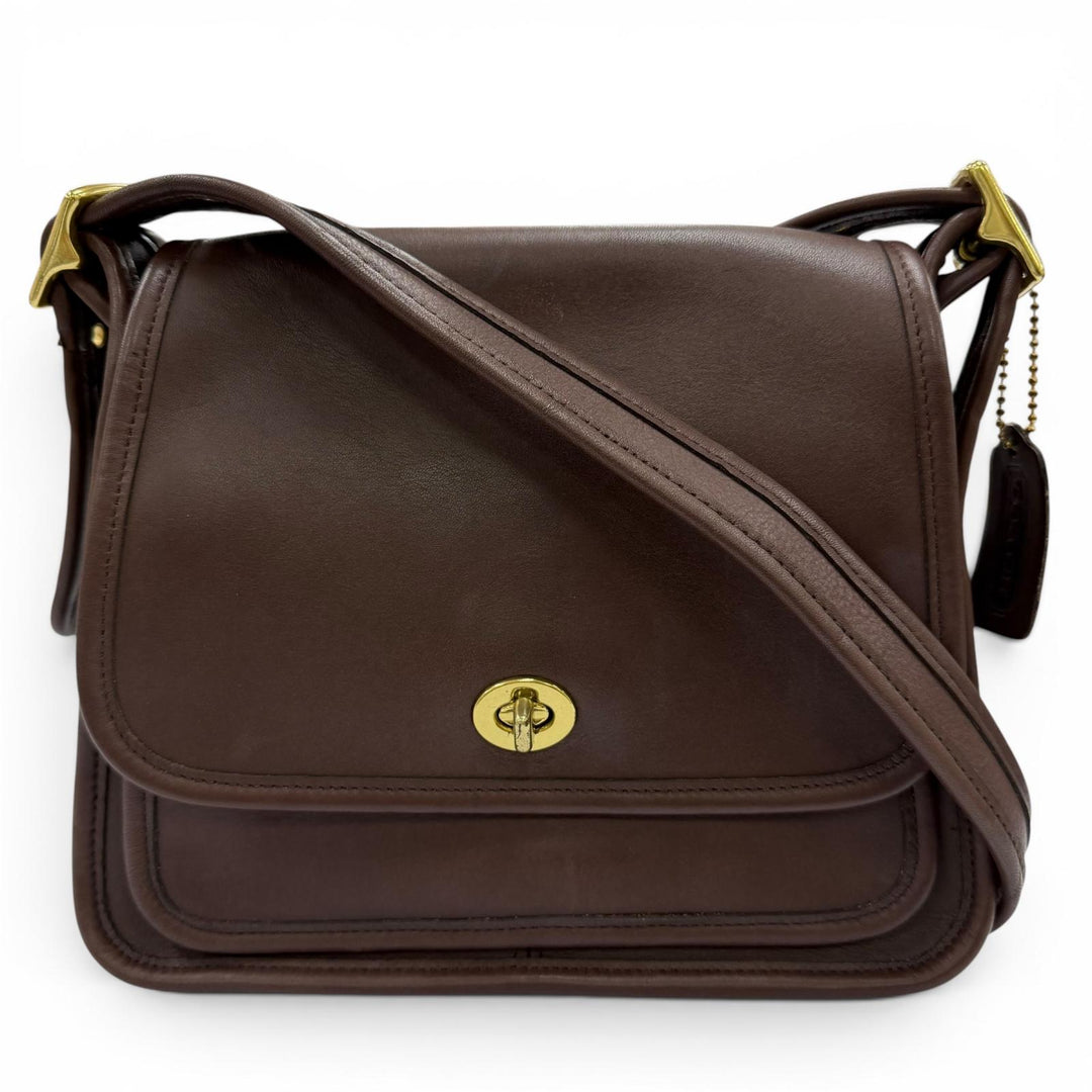 Very Good COACH Shoulder Bag Old Coach Rambler Turnlock Flap Brown Women 9061